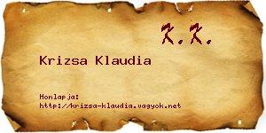 Krizsa Klaudia névjegykártya